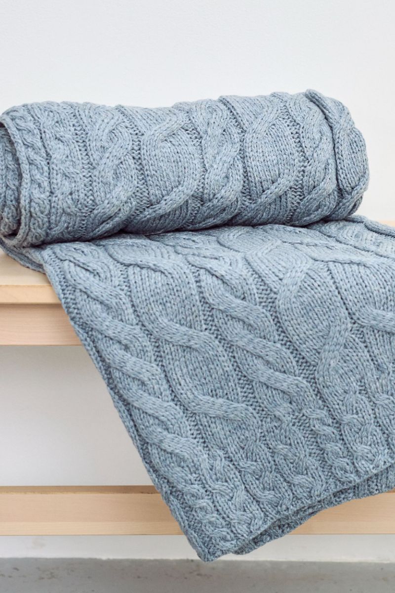 wool blanket, wool blankets, woollen blankets, wool blankets for sale, made in Ireland, knitwear,  aran blanket, Irish blanket, grey 