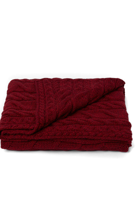 Silver Strand Supersoft Aran Cable Throw -  Red