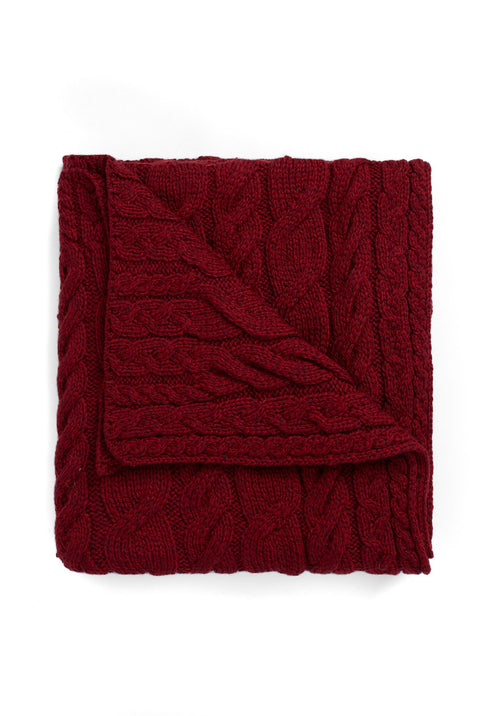 Silver Strand Supersoft Aran Cable Throw -  Red