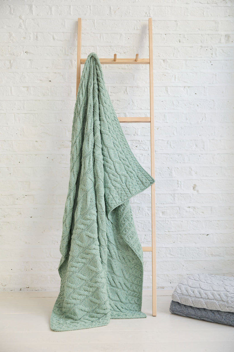 Merino wool, blanket, wool blanket, 100% wool blanket, wool blankets for sale, woollen blankets, knitwear, made in Ireland, Irish wool blankets, aran, green