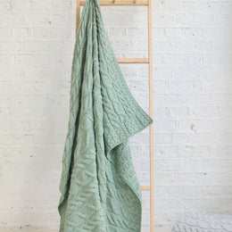 Silver Strand Supersoft Merino Aran Cable Throw -  Mint Green