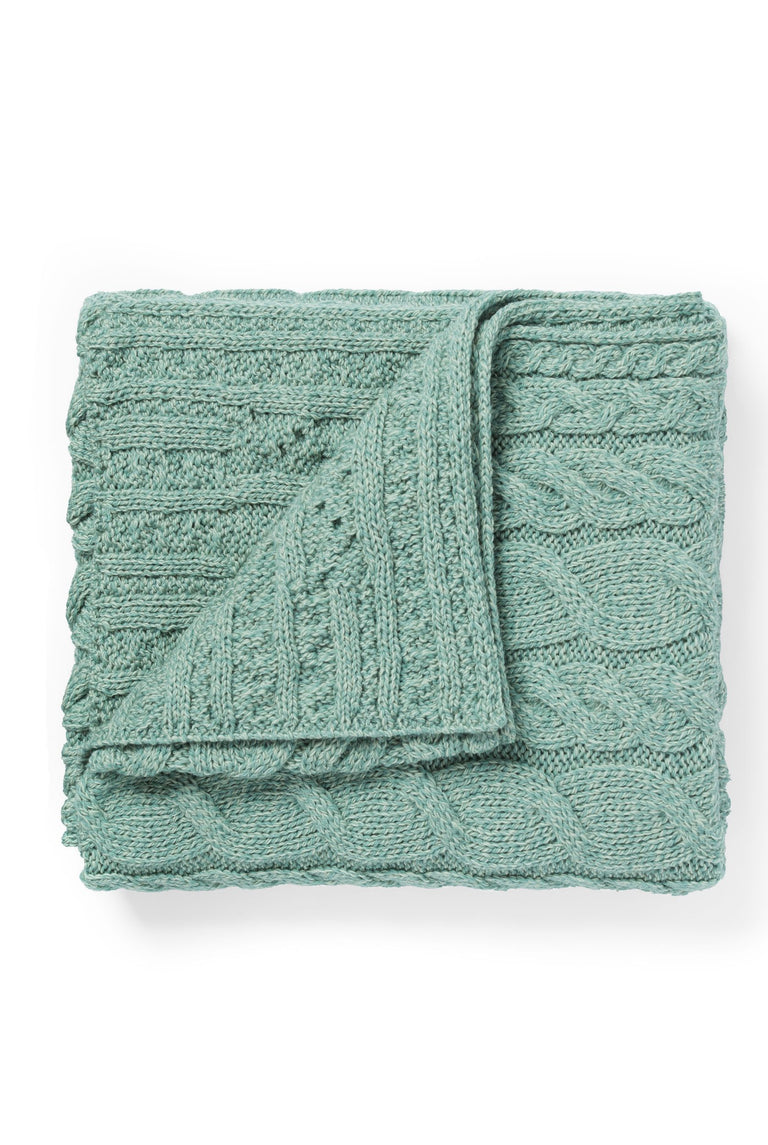 Silver Strand Supersoft Aran Cable Throw -  Mint Green