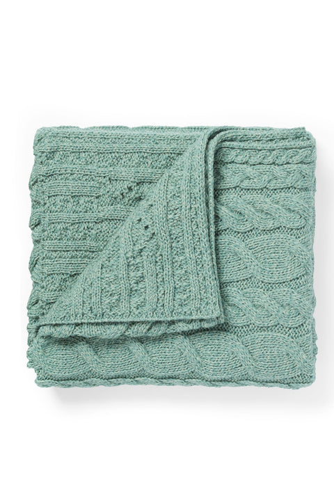 Couverture en torsade Aran ultra douce Silver Strand - Vert menthe