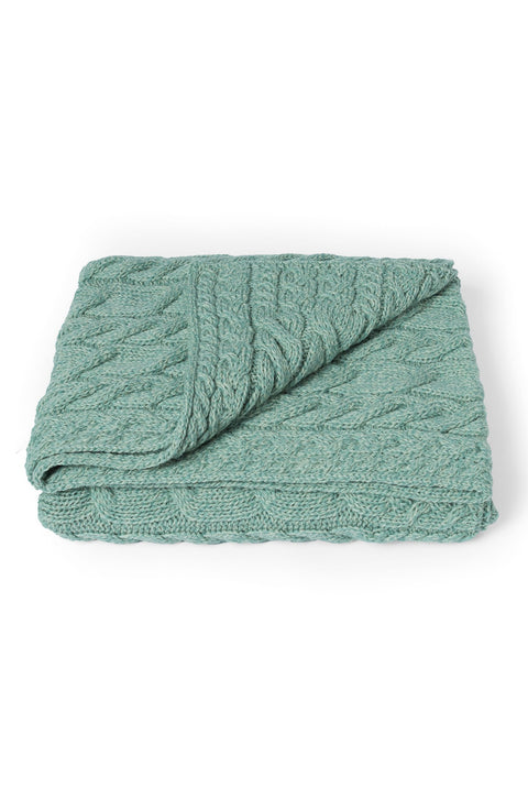 Silver Strand Supersoft Aran Cable Throw -  Mint Green