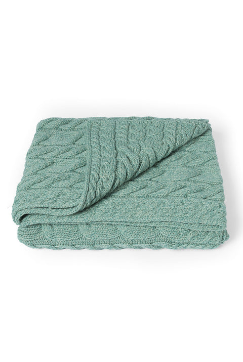 Couverture en torsade Aran ultra douce Silver Strand - Vert menthe