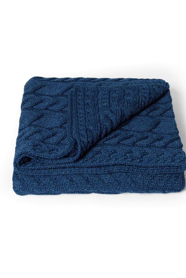 Couverture en torsade Aran ultra douce Silver Strand - Bleu marine