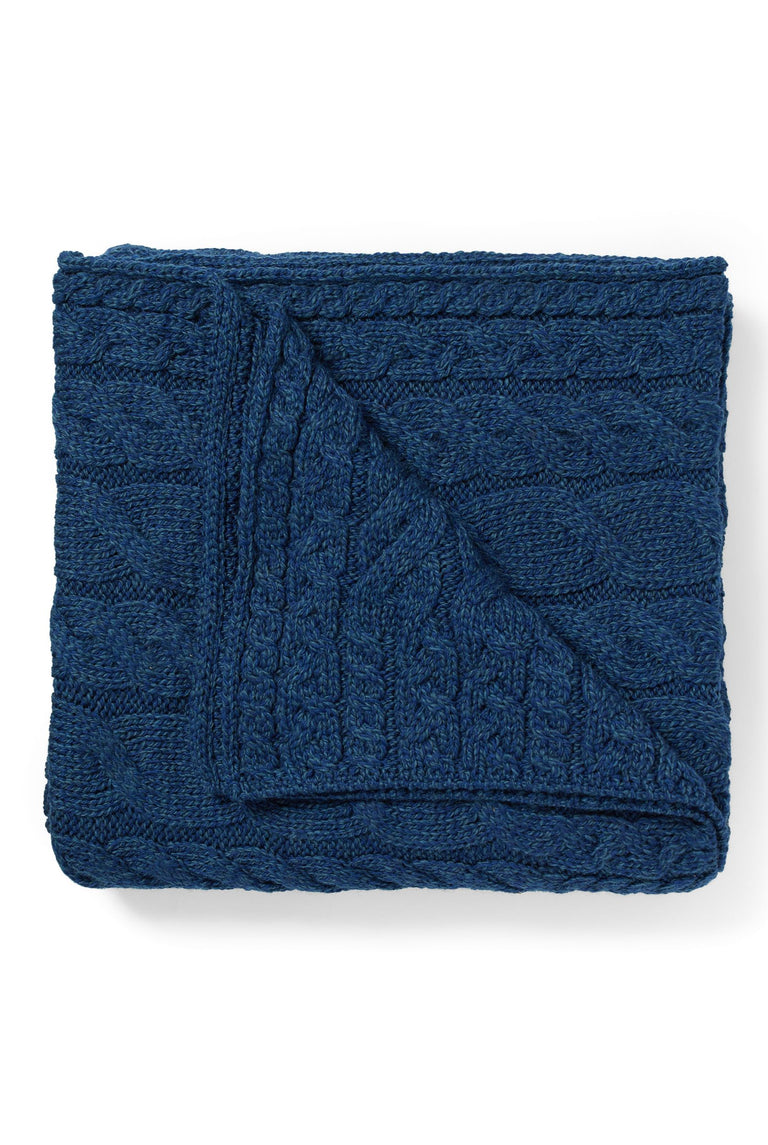 Couverture en torsade Aran ultra douce Silver Strand - Bleu marine