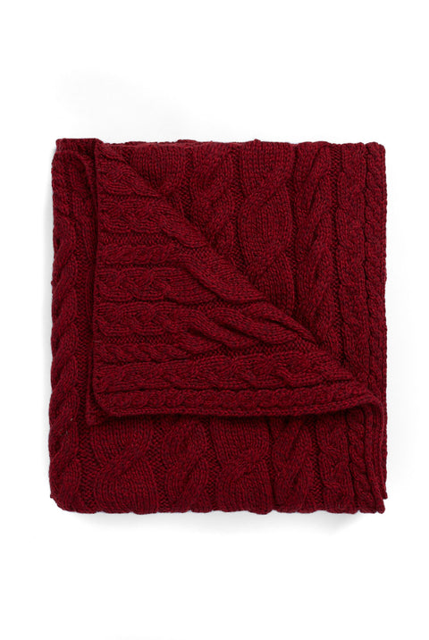 Couverture en torsade Aran ultra douce Silver Strand - Rouge