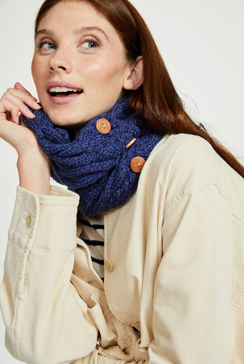 Carrowholly Aran Button Snood - Navy