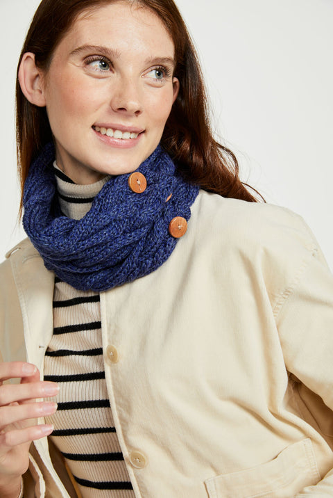 Carrowholly Aran Button Snood - Navy