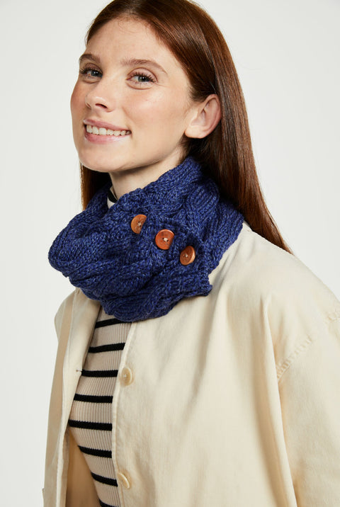 Carrowholly Aran Button Snood - Navy