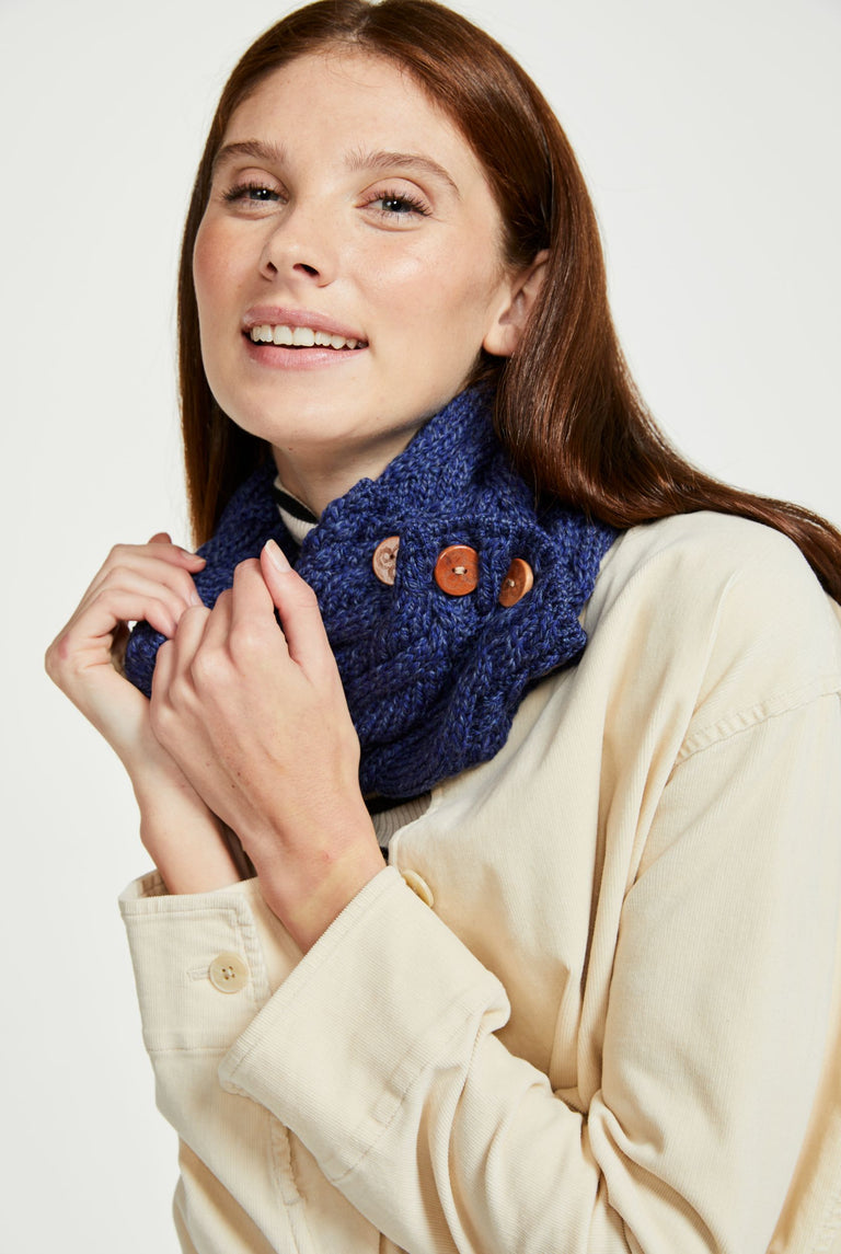 Carrowholly Aran Button Snood - Navy