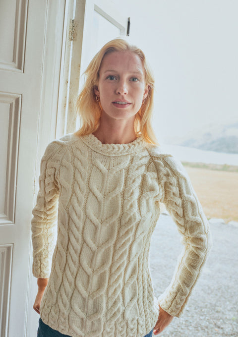 Merino wool,sweater, Ireland, Aran knit, jumper, Pullover, women's sweater, made in Ireland, knitwear, cable knit