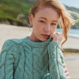 Listowel Damen Aran-Pullover mit Zopfmuster - Minze