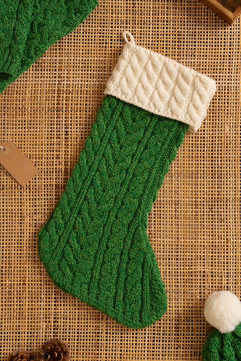Knitmas Aran Christmas Stocking - Green