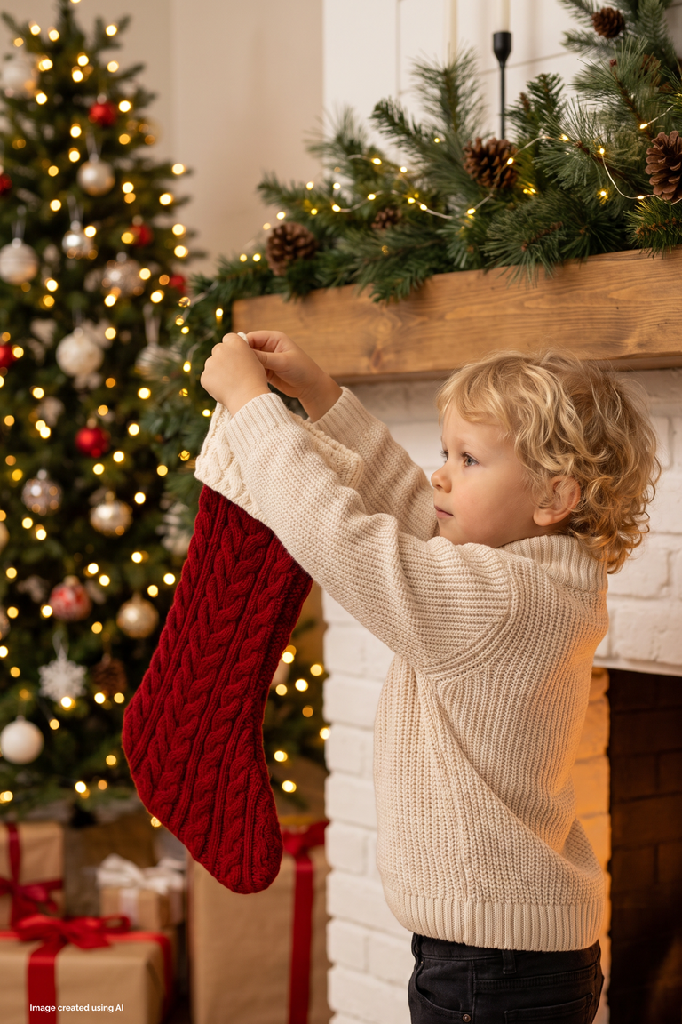 Knitmas Aran Christmas Stocking - Red