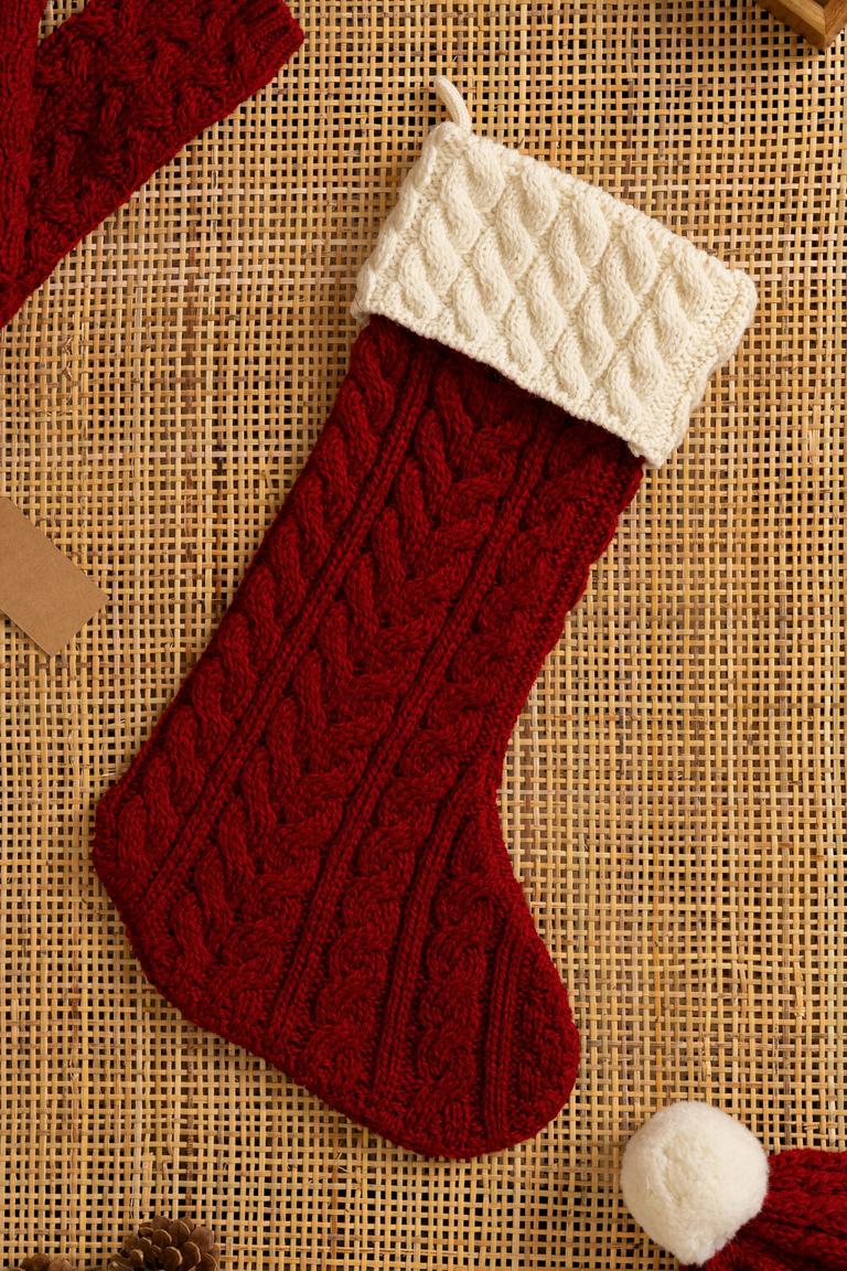 Knitmas Aran Christmas Stocking - Red