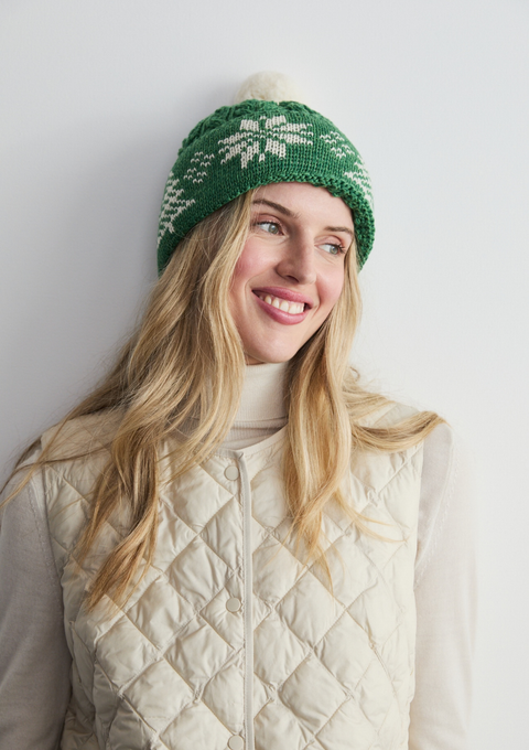 Nollaig Christmas Jacquard Hat with Pom Pom - Green
