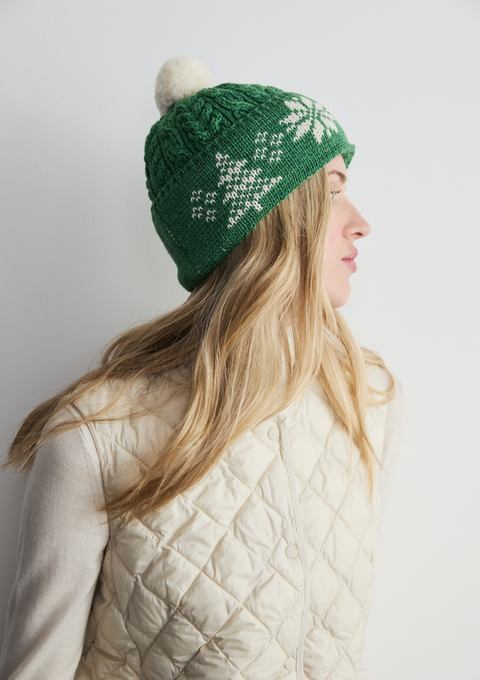 Nollaig Christmas Jacquard Hat with Pom Pom - Green