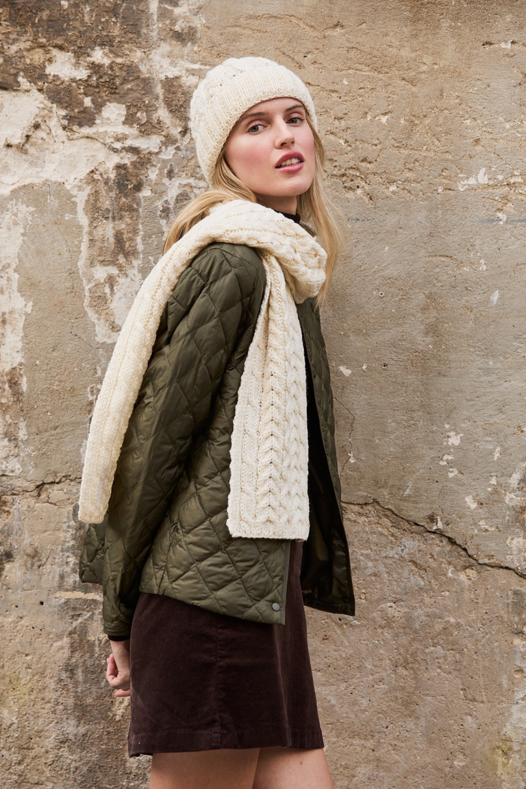 Bonnet Cong Aran en laine mérinos avec pompon - Vert