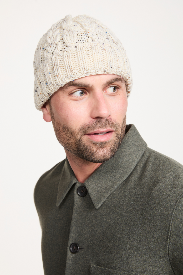 Bonnet Cong Aran en laine mérinos avec pompon - Vert