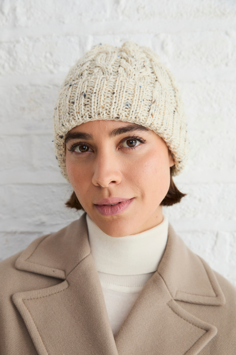 Bonnet Cong Aran en laine mérinos avec pompon - Vert