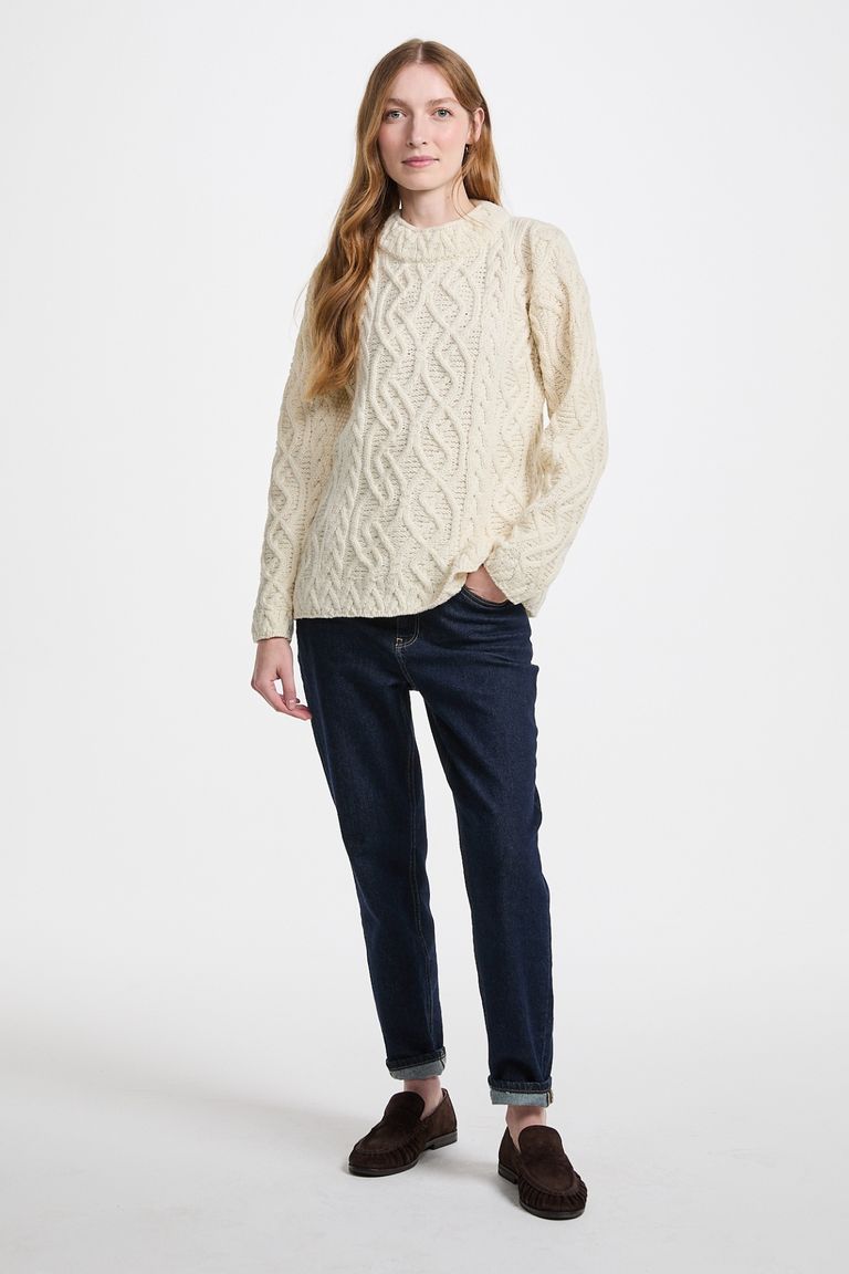 Bríd Merino St.Bridget's Weave Sweater-Cream