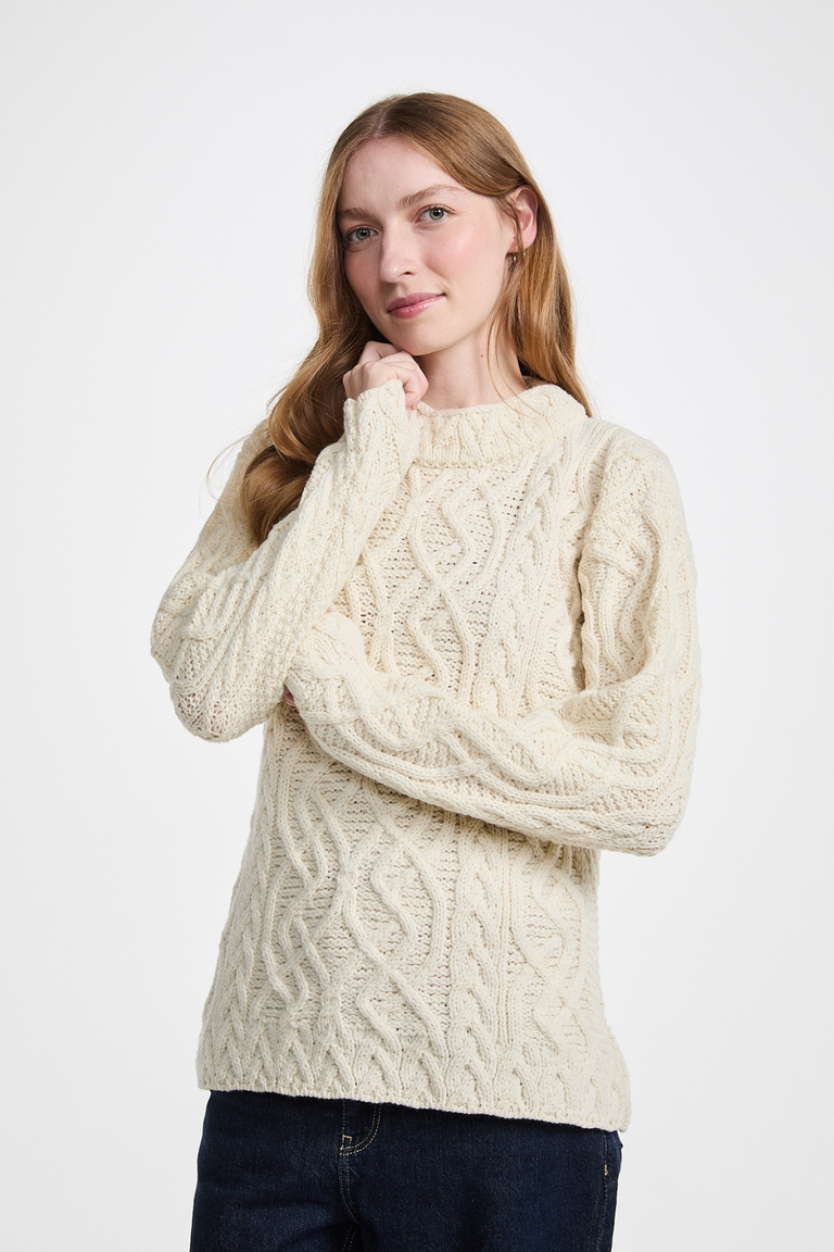 Bríd Merino St.Bridget's Weave Sweater-Cream