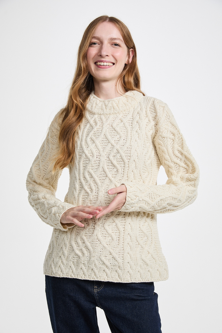 Bríd Merino St.Bridget's Weave Sweater-Cream