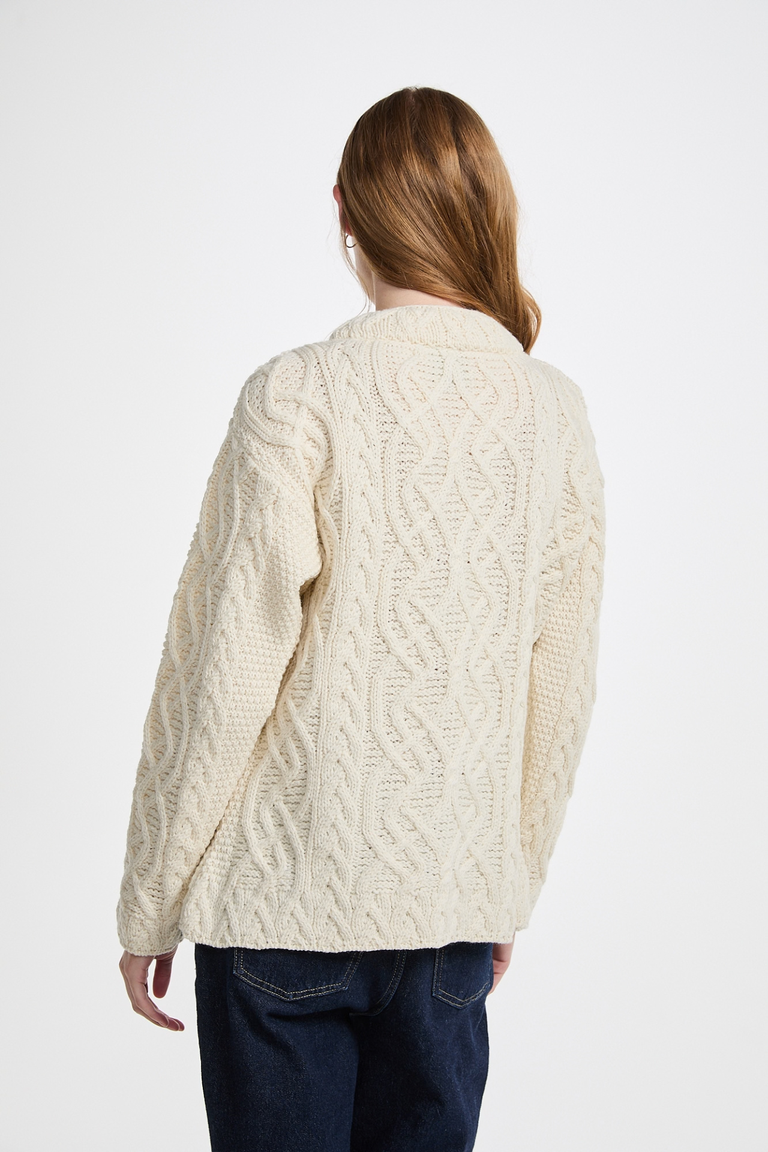 Bríd Merino St.Bridget's Weave Sweater-Cream