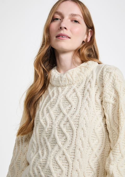 Bríd Merino St.Bridget's Weave Sweater-Cream