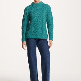Bríd Merino St.Bridget's Weave Sweater-Teal