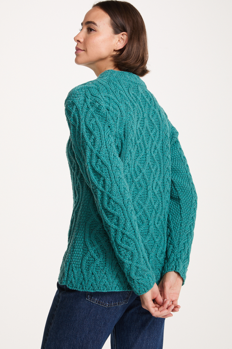 Bríd Merino St.Bridget's Weave Sweater-Teal