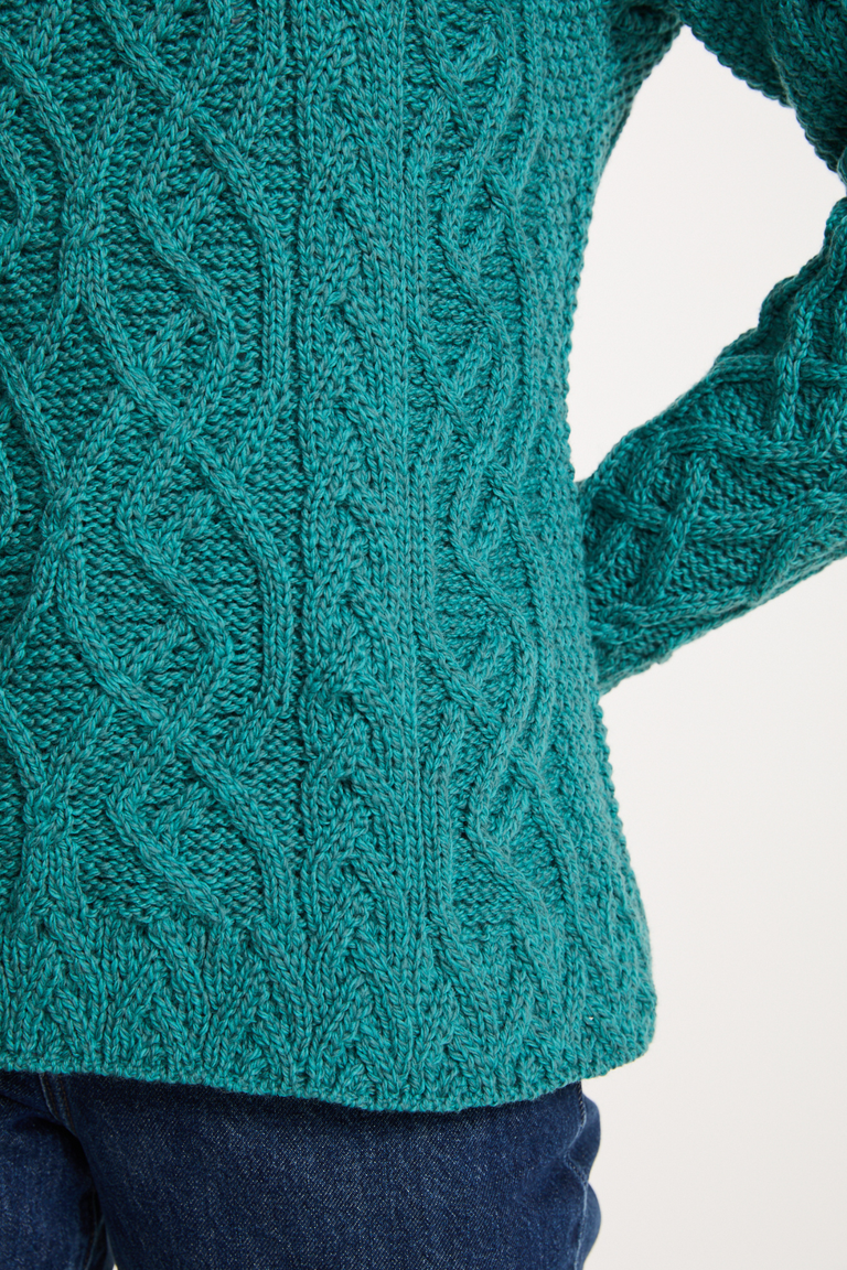 Bríd Merino St.Bridget's Weave Sweater-Teal