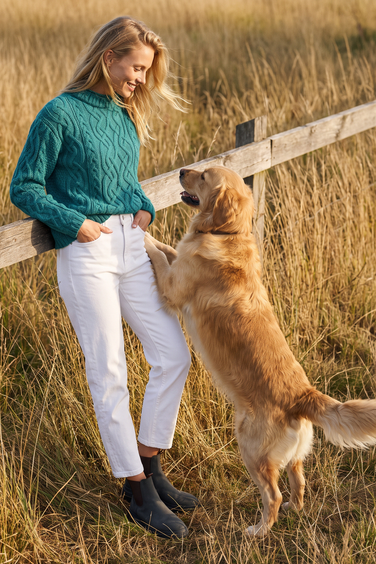 Bríd Merino St.Bridget's Weave Sweater-Teal