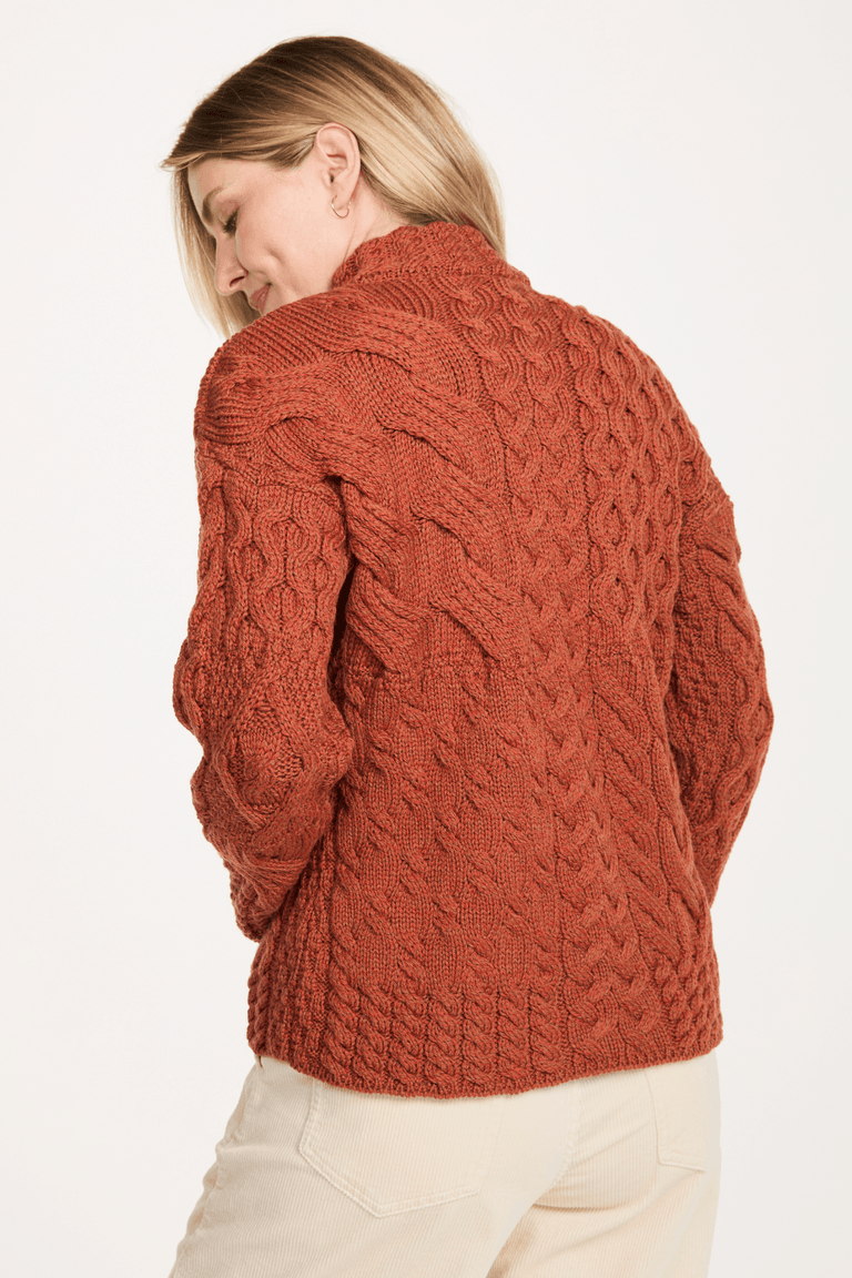 Rathlin Ladies Supersoft Merino Zipped Cardigan - Copper