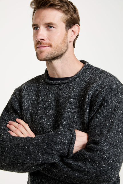 tweed,100% wool sweater, knitwear, men's sweater, roll neck jumper, aran, men's sweater, Ireland