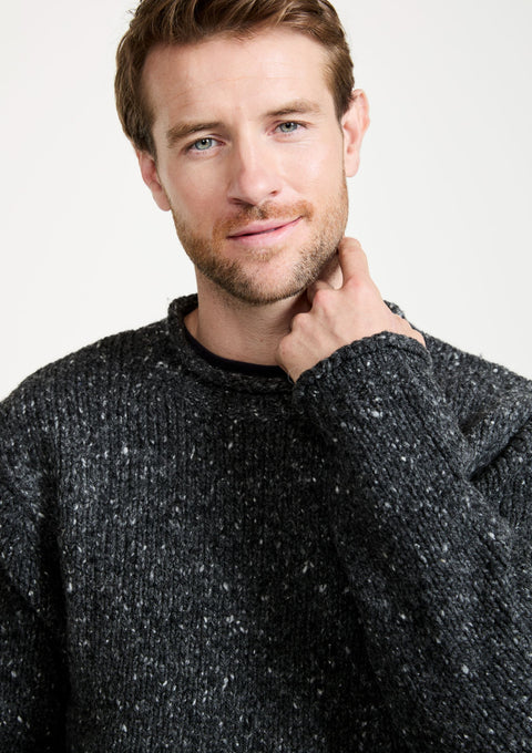 tweed,100% wool sweater, knitwear, men's sweater, roll neck jumper, aran, men's sweater, Ireland