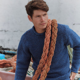 Pull col roulé en tweed Raheen pour homme - Denim