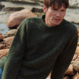 Pull col roulé en tweed Raheen pour homme - Vert
