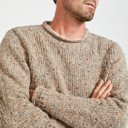 Pull col roulé en tweed Raheen pour homme - Avoine