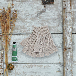 Killeany Aran Handknit Merino Fingerless Gloves - Oat