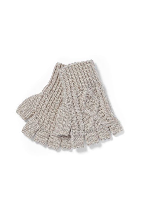 Killeany Aran Handknit Merino Fingerless Gloves - Oat