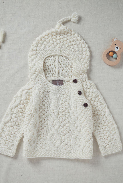 Merino wool baby knitwear, Children's knitwear, baby aran wool, cream sweater