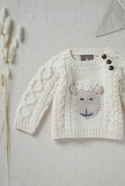 crew neck sweater, baby knitwear, children's knitwear, Ireland, Aran sweater,cream sweater
