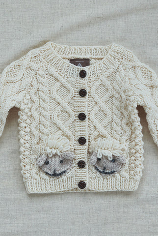 Shepley Baby Aran Wool Cardigan - Cream