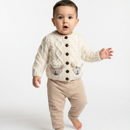 Gilet Shepley Baby en laine Aran - Crème