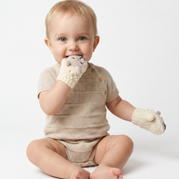 Shepley Baby Aran Wool Mittens - Cream