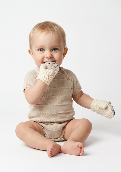 Shepley Baby Aran Wool Mittens - Cream