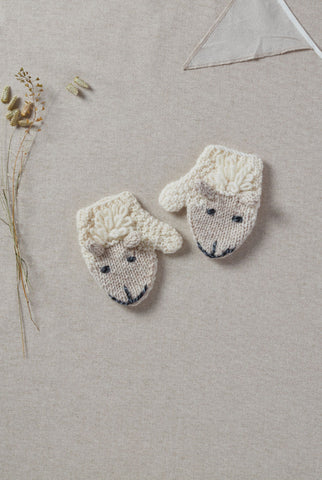 Shepley Baby Aran Wool Mittens - Cream